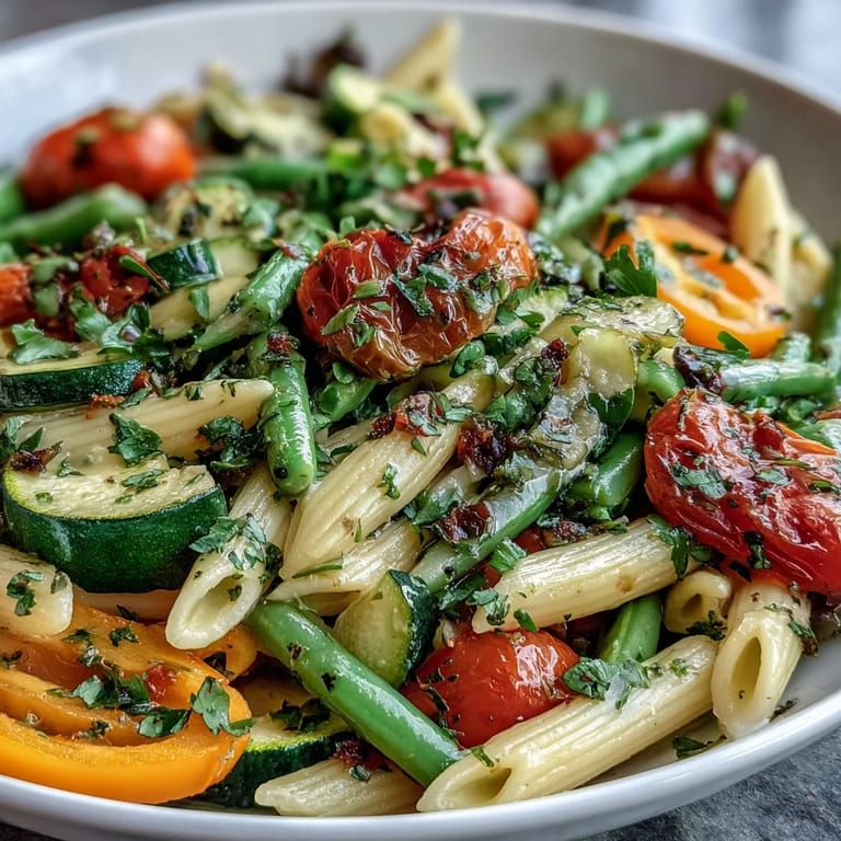Quick Pasta Primavera Express featuring tender pasta and crisp, sautéed produce.